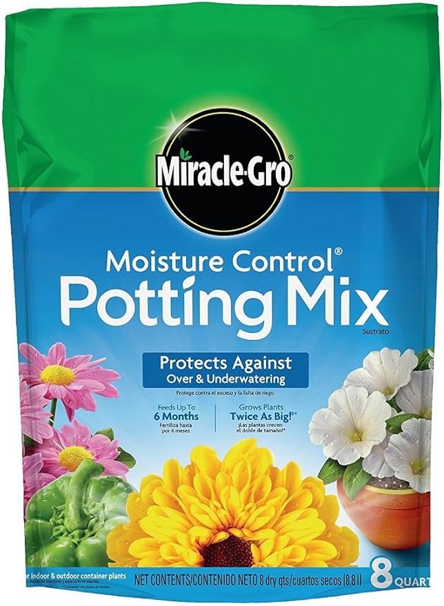 Miracle-Gro jycIKF Moisture Control Potting Mix, 0.26-Cubic Feet (8qt.), 2 Units