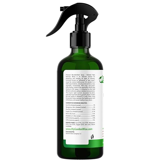 Premium Microfertilizer Foliar Spray - Chelated Plant Nutrition Blend with Chelated Iron for Vegetables. Perfect for Hydroponics, Pots, and Open Soil. Ready to Use (16 OZ)