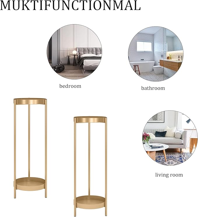 2 Tier Metal Flower Plants Holder with 2 Removable Display for Indoor or Outdoor,Pot Plant Planter Display (Gold 2P)