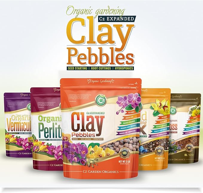 Expanded Clay Pebbles LECA Grow Media for Plants, Orchids, DWC Hydroponics, Aquaponics, Aquaculture Garden Soil Additive Conditioner Amendment Ceramsite Aggregate Cz Garden