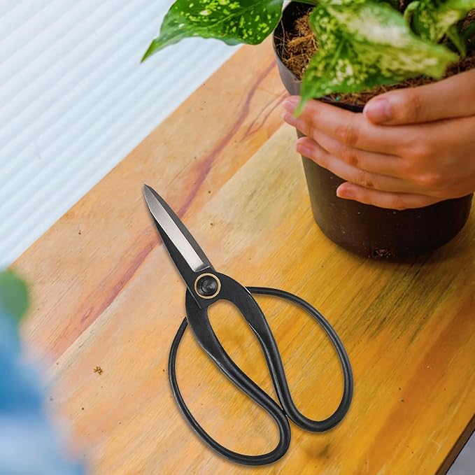 Professional Bonsai Scissors 7.3", Bonsai Shears for Gardening, Bonsai Pruning Shears for Arranging Flowers, 180mm Bonsai Clippers for Trimming Plants, Black