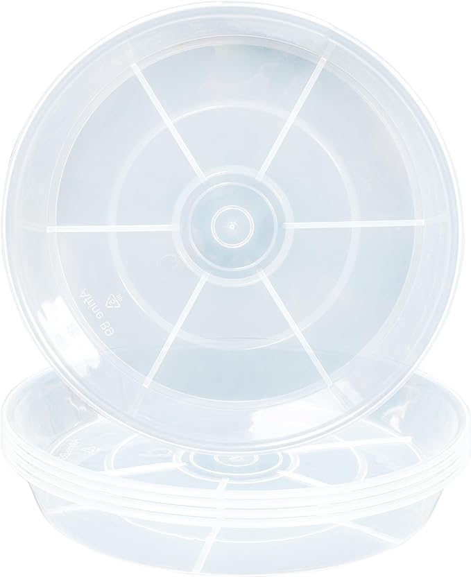 2 Pack Plant Saucer Drip Tray 9 10 inch, Plant Dishes Saucer, Heavy Sturdy Plastic Planter Flower Pot Saucers for Indoor Outdoor Garden, Plant Water Drip Trays for pots (10", Clear)