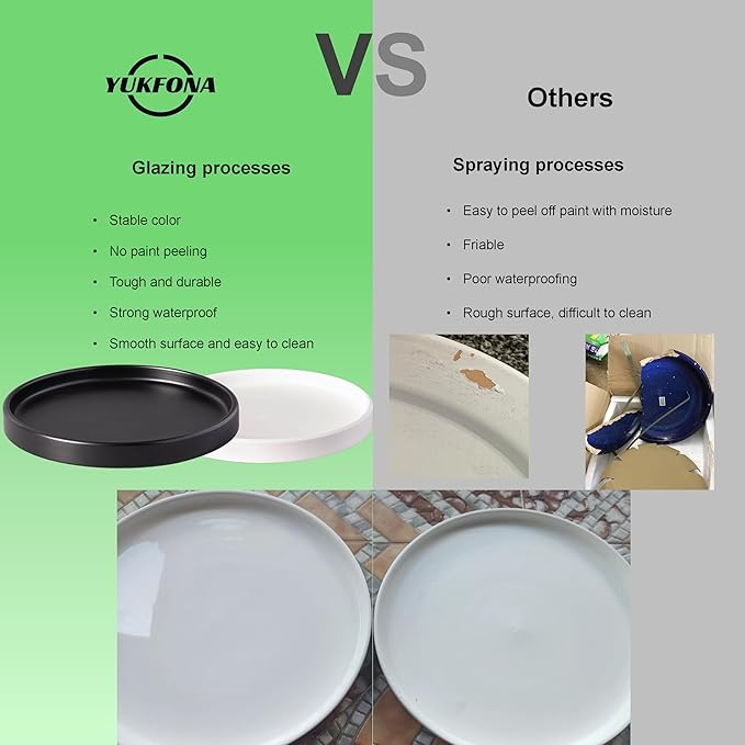 2 Pack Ceramic Plant Saucer Pot Tray 7 Inch, Planter Saucers 4 5 6 7 8 9 10 11 12 13 Inch for Indoors Outdoor, Durable Sturdy Flower Drainage drip Water Tray for Glazed Pots Base (7 Inch-Green)