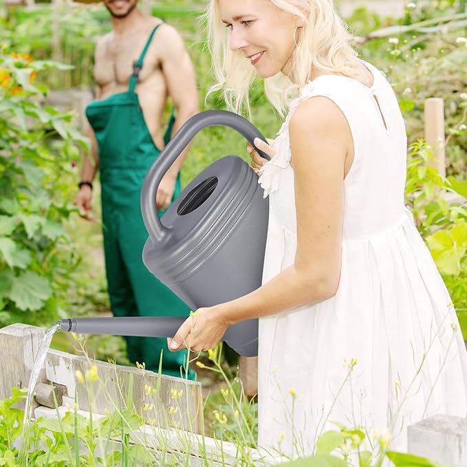 2 Gallon Watering Can for Indoor Plants, Garden Watering Cans for Outdoor Plant House Flower, Modern Plant Watering Can Large Long Spout with Sprinkler Head