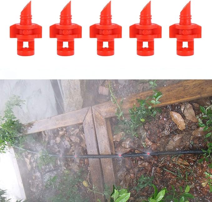 Maxmoral 60pcs Water Spray Misting Sprinkler Nozzle 90/180/360 Degree Micro Garden Water Spray Misting Nozzle Sprinkler Sprayer Lawn Irrigation Kit