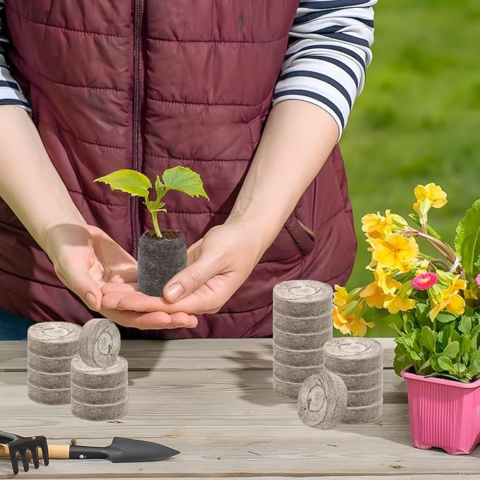 ZeeDix 100Pcs 50mm Peat Pellets for Seedlings, Seed Starter Pods Seed Starting Plugs Soil, Compressed Nutrient Block Potting Soil Discs Pellet for Planting Herbs Flowers Vegetables