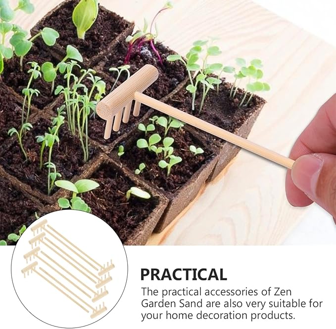 EXCEART 80 Pcs Mini Rake Meditating Sand Zen Hand Decor Zen Garden Accessories Mini Zen Sand Rakes Zen Garden Tools Mini Sand Rake Mini Desktop Rake Wood Child Bamboo Adjustable Toolkit