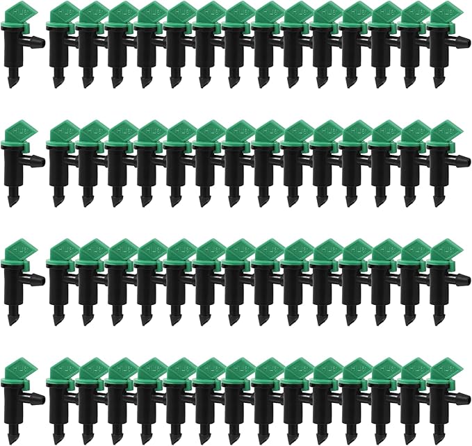 60 Pack 4GPH Drip Emitter Drip Emitters 16L/H Flag Irrigation Dripper for 4mm/7mm Hose for Garden Lawn, Green