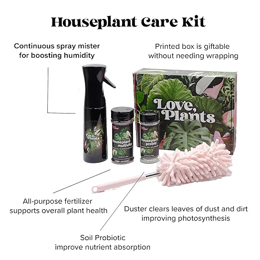 Tropical Houseplant Care Kit – Complete Indoor Plant Health Set with Fertilizer, Probiotic Soil Inoculant, Plant Mister, and Extendable Duster