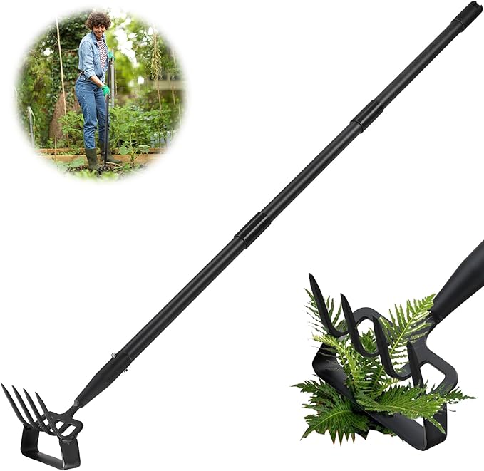 Garden Hoe for Weeding, Stirrup Hoe 62" Long Handle Scuffle Cultivator Hoe Garden Tool for Digging, Loosening Soil