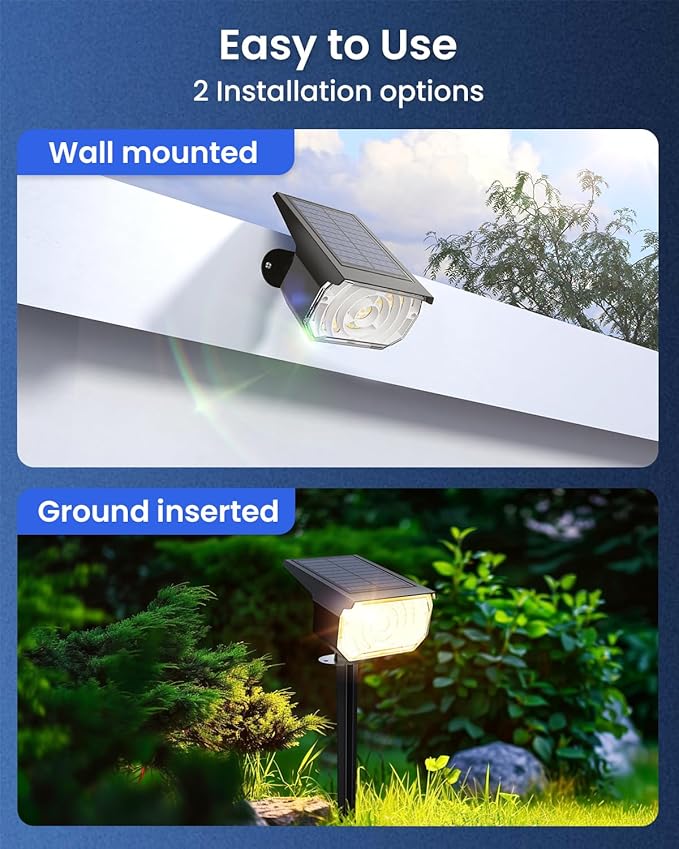 Solar Spot Lights Outdoor Waterproof IP67, 6 Lighting Modes 60 LED, Landscape Spotlights for Tree Yard Garden House Driveway Pathway(4 Pack)