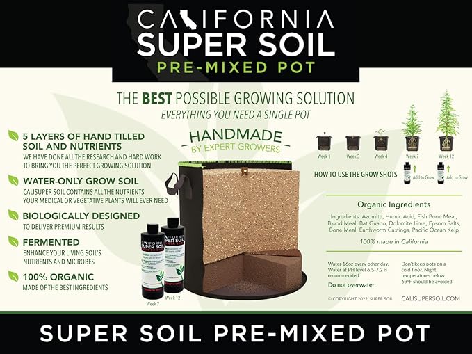 The Bud Grower | Pre-Mixed Super Soil 5 Gallon Pot | Premium 100% Nutrient Rich Organic Super Soil | Hydroponic Nutrients and Grow Supplies | All-in-One Grow Tent Kit's & Supplies