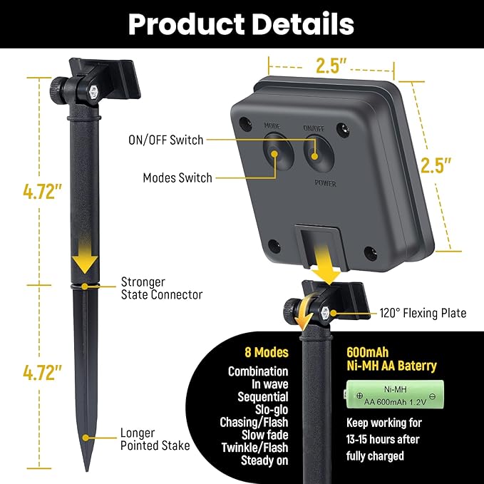 Solar String Lights for Outside, 2 Pack 100 Led Solar String Lights Outdoor Waterproof 100ft Solar Fairy Lights 8 Lighting Mode Solar String Lights Idea for Garden,Courtyards,Trees(Warm White)