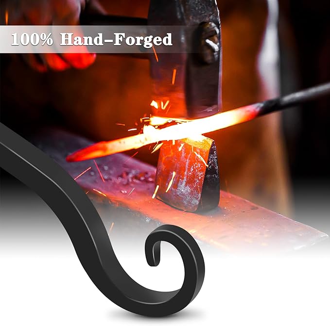 Gtongoko 2 Pack 6 Inch Plant Hangers Outdoor Metal Hanging Plant Bracket Bird Feeder Wall Hooks for Hanging Flower Basket, Wind Chimes, Solar Lanterns, Black