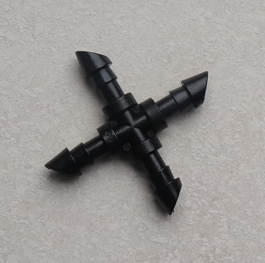 Sowaka 30 Pcs Drip Irrigation Fittings Kit Black 1/4 Inch Tube End Goof Hole Plugs Irrigation Stoppers for Drip Systems Home Garden Lawn Supplies (4-Way Connectors)