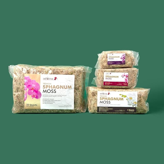 rePotme Premium Organic Sphagnum Moss, Orchid Moss - 2 Quarts (When Hydrated)