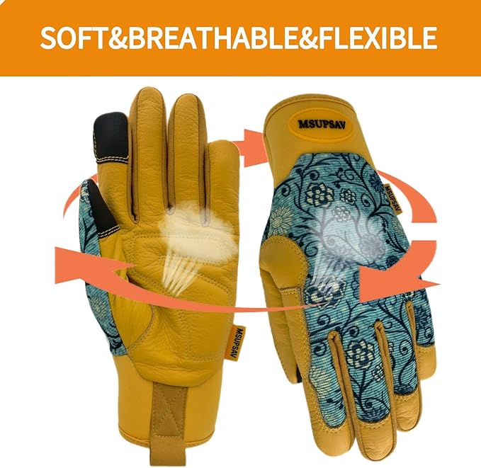 Thorn Proof&Puncture Resistant Gardening Gloves with Grip,Garden Gloves for Women, Leather Work Gloves,Gifts
