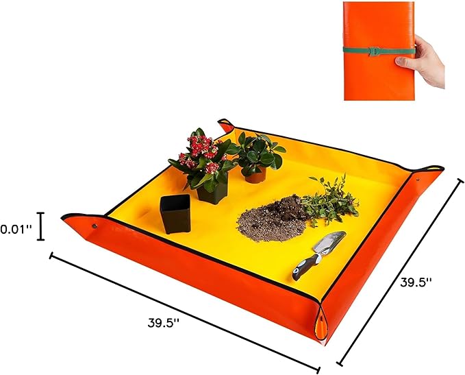 Extra Large Repotting Mat for Indoor Plants & Potting Soil Mat Portable Potting Tray Reusable Gardening Mat Garden Gift for Women Men (39.5"X39.5")