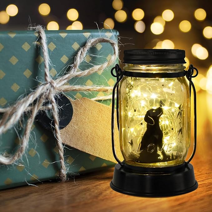 Dog Solar Lanterns Dog Lover Gifts for Women Men Dog Lovers Gifts Hanging Dog Lanterns with Stake for Yard Lawn Garden Decor Waterproof Dog Lights