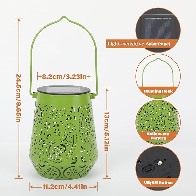 4 Pack Hanging Solar Lantern Outdoor Waterproof Lights Garden Hanging Solar Lights for Outside Patio Colored LED Lanterns Decorative with Handle for Yard Porch Table Pathway Xmax Christmas Tree Lights
