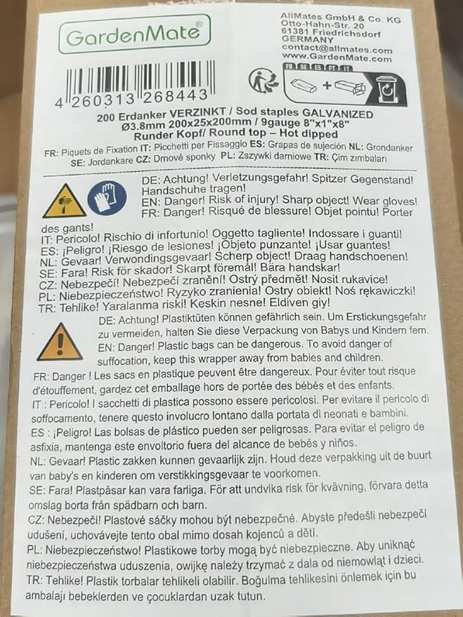 100-Pack Anti-Rust 8 Inch 9 Gauge Heavy-Duty U-Shaped Garden Securing Stakes/Spikes/Pins/Pegs - Hot Dipped Galvanized Sod Staples for Anchoring Landscape Fabric