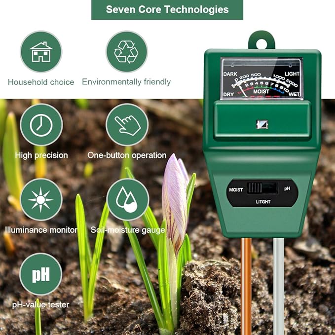 Soil pH Meter, MS02 3-in-1 Soil Moisture/Light/pH Tester Gardening Tool Kits for Plant Care, Great for Garden, Lawn, Farm, Indoor & Outdoor Use (Green), 2 Packs