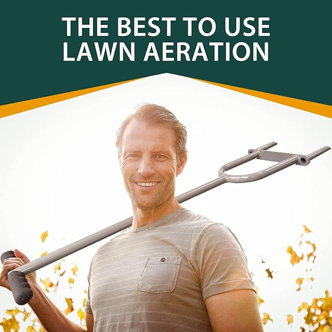 Walensee Lawn Coring Aerator, Manual Grass Dethatching Turf Plug, Core Aeration Tool Heavy Duty Aerator for Compacted Soils and Lawns to Prevent Lawn Run-Off and Soil Compaction