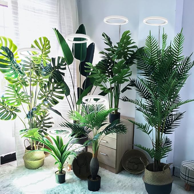 10" LED Ring Grow Lights for Indoor Plants, 160LEDs Full Spectrum Large Plant Light for Indoor Plants, Height Adjustable Growing Lamp with Auto On/Off Timer 3/9/12H, 9 Dimmable Brightness, White