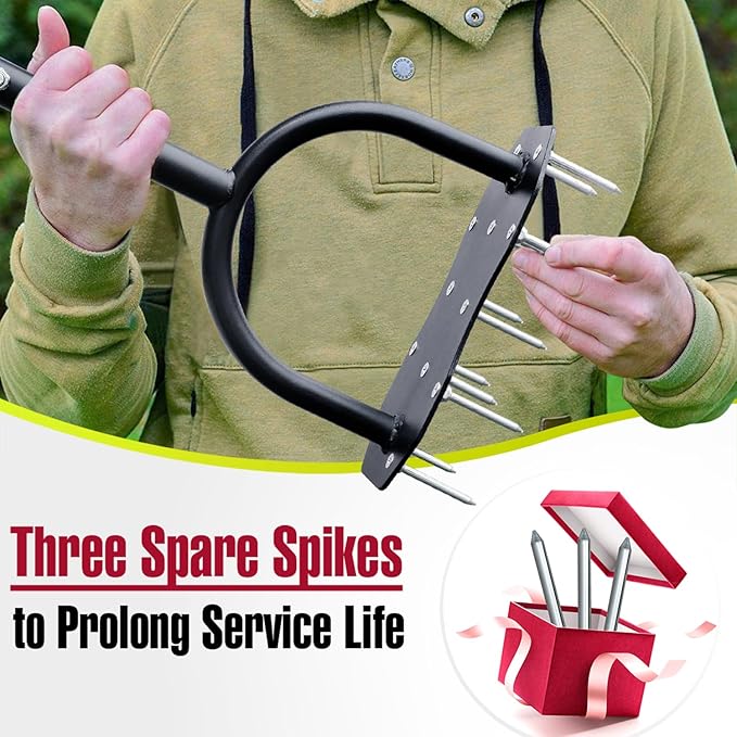 Jardineer Lawn Aerator Spike Aerating Tool, Updated 36" Taller Manual Grass Aerator Tool with 12 Stainless Spikes, Yard Aerator Tool for Compact Soil