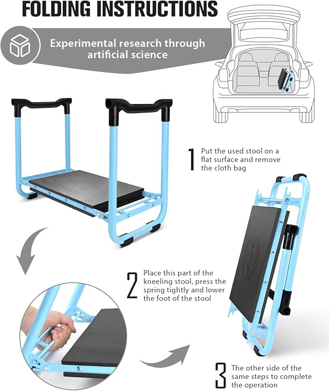 Garden Kneeler and Seat, Upgraded Foldable Heavy Duty Gardening Stool - Widened to 10" Stable Wear-Resistant Prevent Knee and Back Pain, Bench High-End 2 Large Tool Bags Gift for Men Women