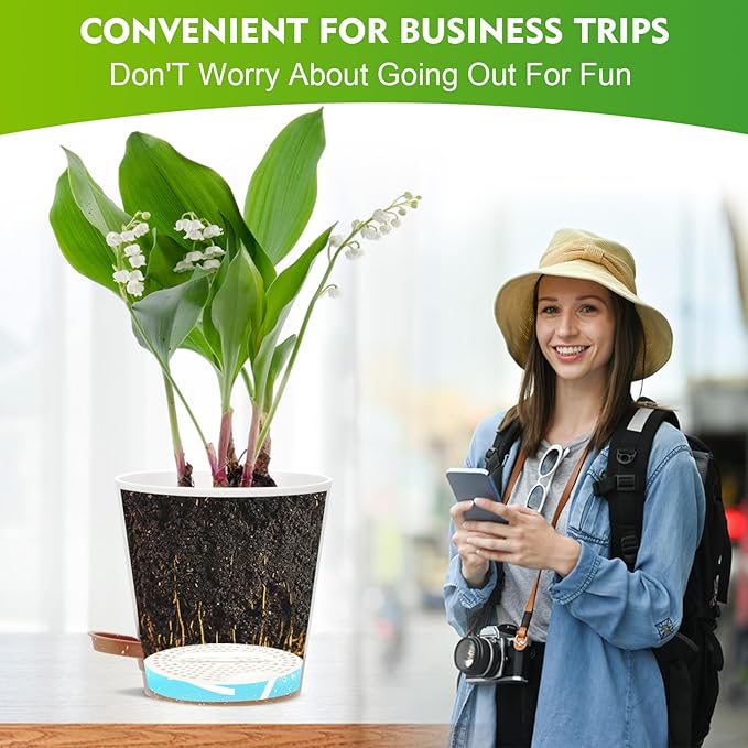 JGB Self Watering Orchid Pots - Each of 5, 6, 7 and 8 inch -4 Pack Orchid Pots with Holes and Plastic Breathable Orchid Planters for Repotting - White