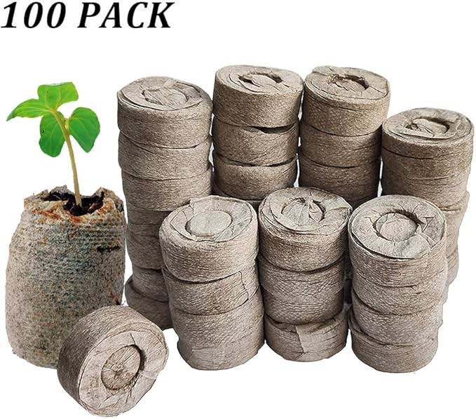 100 Pcs Peat Pellets Seed Starting Plugs Pellets Seedling Soil Block 30mm Nursery Soil for Indoors Garden Flowers Seedling Planting Seeds Starter Pellet for Transplanting Planting
