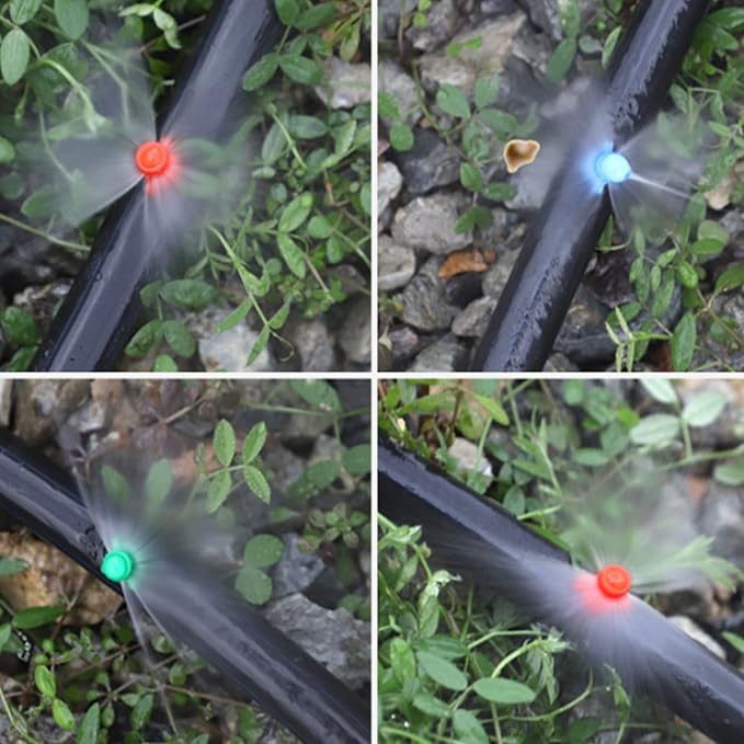 MroMax 25Pcs 180 Degree Micro Sprayer Automizing Sprinkler Nozzle Hydroponic Aeroponic Misters Fan Jet for Miniature Garden Lawn Plant Irrigation System Green