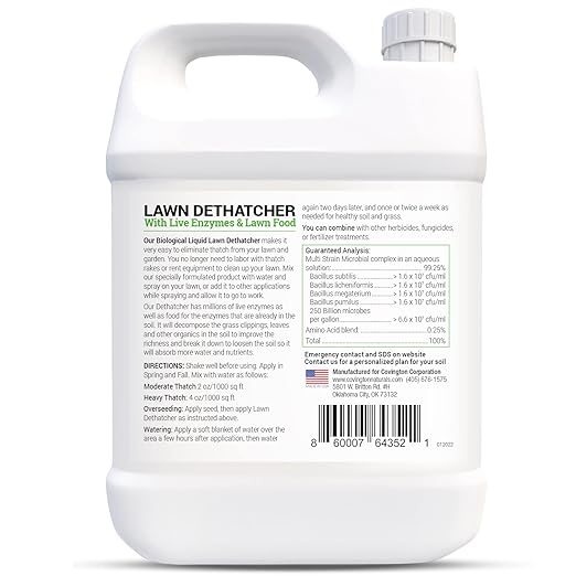 Covington Liquid Lawn Dethatcher, Liquid Aerator Aerating Soil Loosener to Condition Compacted Soil, Humic Grass Thatch Remover Buster, Kid and Pet Safe, 32 Oz