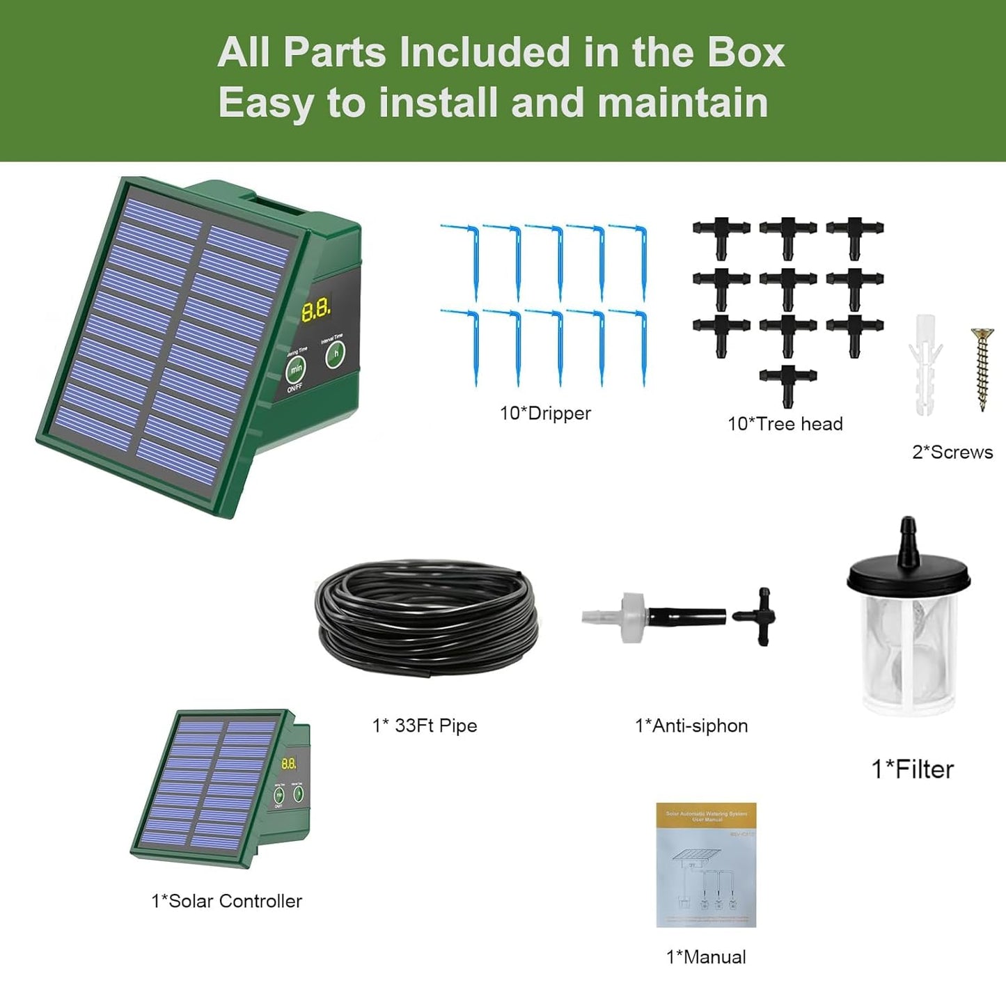 Solar Drip Irrigation System for Garden 30 Timing Modes Automatic Drip Irrigation Kit Garden Watering System