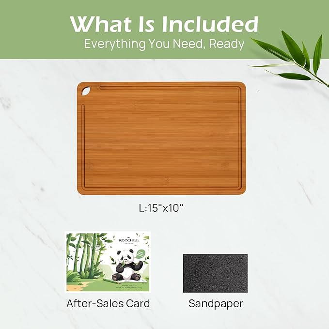 Bamboo Cutting Board 15 inches Carbonized Chopping Board With Knife-Friendly Surface & Juice Groove For Home Kitchens โ Ideal For Meat, Veggies