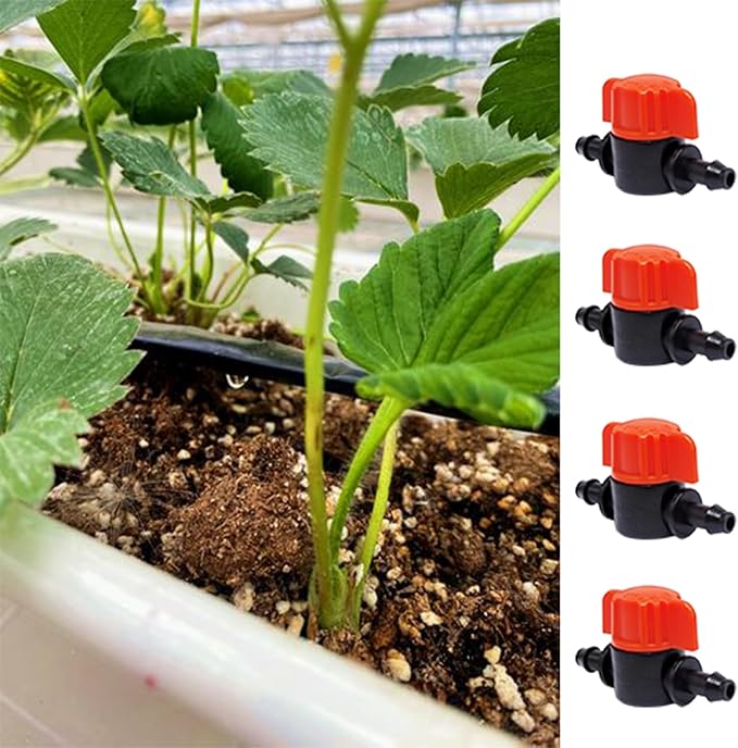 40pcs Drip Irrigation Barb Shut-Off Valve Barbed Ball Valve Tubing Coupling Valve OD Tube Drip Irrigation Systems for Gardens Farmland Greenhouse