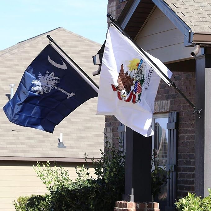 TOPFLAGS Illinois Flag 3x5 Ft IL State Flags Embroidered Heavy Duty for Outdoor with 2 Brass Grommets 4 Stitching Rows Vivid Color Sewn Stripes