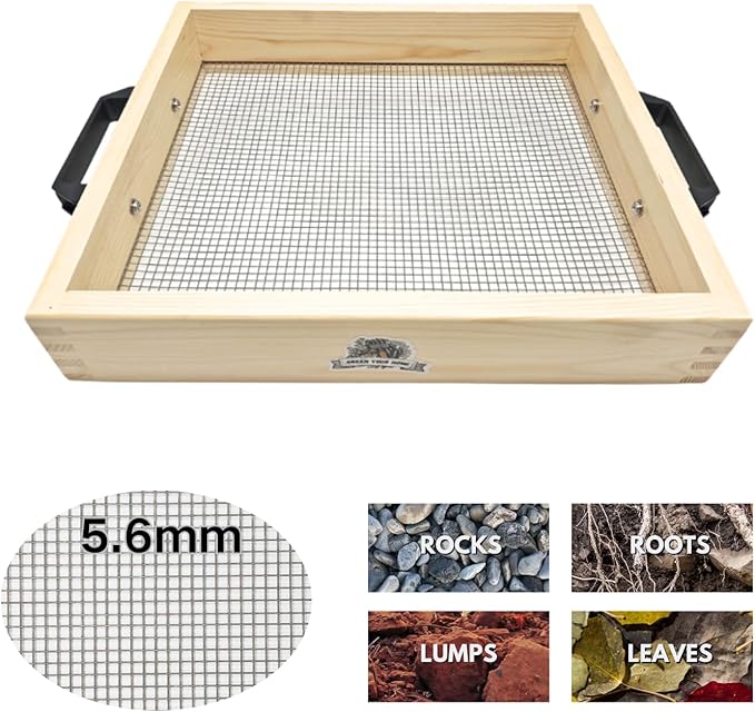 Large Compost Sifter, Garden Sifter with Handle, 15.5 x 14 Inch Sifter for Soil Dirt Compost Rock