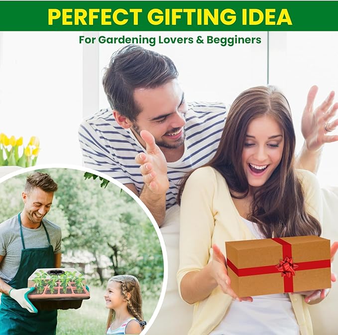 Silicone Seed Starter Tray with Seed Germination Kit, Reusable Seed Starting Trays with Plant Starter Kit, Seed Trays Seedling Starter and Gardening Gifts for Plant Lover