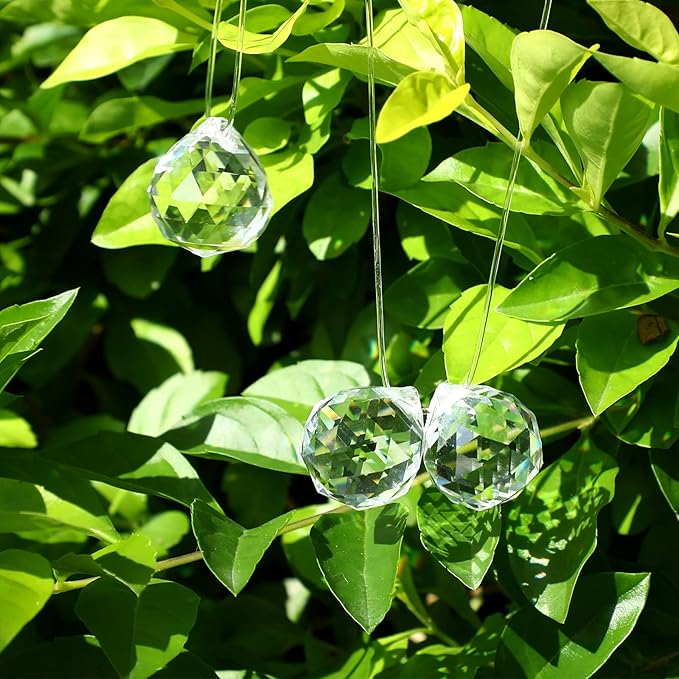 30 Pack Crystal Ball 20 mm Prism Suncatcher Sun Catchers Hanging Crystals Prisms for Windows Gift Feng Shui (Clear)