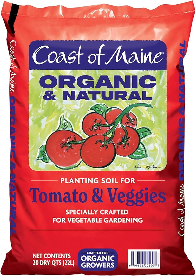 Coast of Maine Tomatoes and Veggies, 20qt (Pack of 4) Organic and Natural Planting Soil, Crafted for Vegetable Gardens and Organic Growers