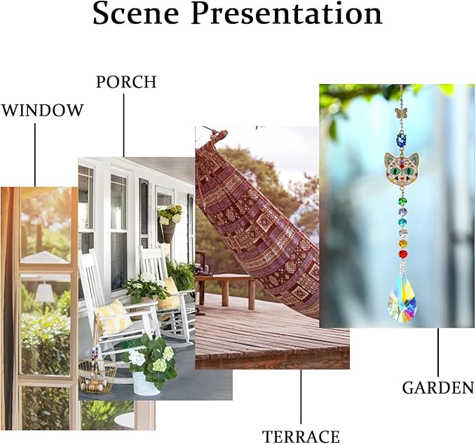 Crystal Rhinestones Suncatcher Cat Face Shaped with Butterfly Window Hang Pendant, Rainbow Crystal Colorful Prisms Ornament Gift Christmas Tree Decoration