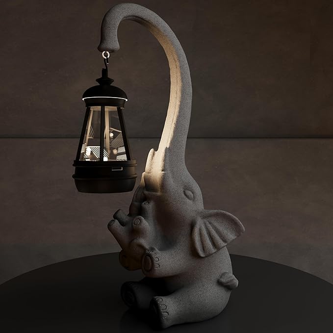 Solar Powered Outdoor Figurine Lights, 10 Inch Waterproof Animal Elephant Statue Light, Suitable for Decorations for Patio, Balcony, Lawn, Courtyard, Etc.(Chest)