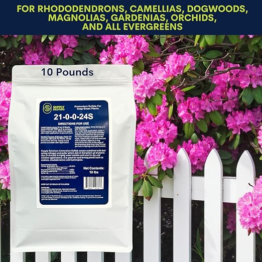 21-0-0-24S Ammonium Sulfate for Deep Green Plants - Soil Acidifier for Blueberry Blooms, Azalea and Magnolia Tree Fertilizer - Sulfur for Plants Nitrogen Fertilizer (10 Pounds)