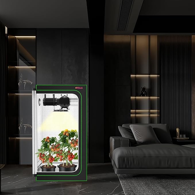 ATOUR 34”x34”x72” Grow Tent, Reflective 600D Mylar,Hydroponic Grow Tent with Observation Window and Floor Tray for Indoor Plant Growing 3’x3’