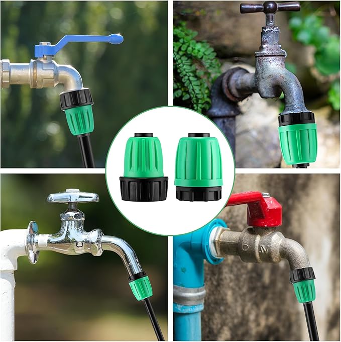 12 Pcs 1/2 Inch Garden Hose Adapter 3/4 to 1/2 Drip Irrigation Tubing Faucet Adapter Drip Irrigation Parts Faucet to Hose Adapter for Garden 3/4 Inch Faucet Connector (Green)