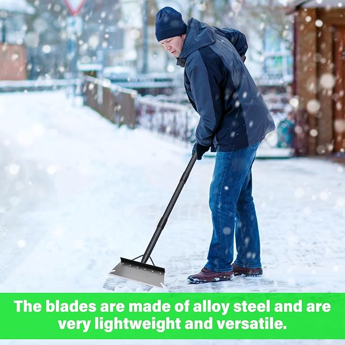 Pragmatist Garden Shovel, Snow Shovel, Ice Scraper, Multifunctional Cleaning Shovel with 59" Adjustable Handle Heavy Duty Garden Tool Cleaning Shovel for Lawn Edging, Scraping, Weed and Ice Removal