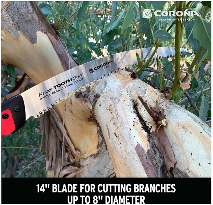 Corona Tools 14-Inch RazorTOOTH Pruning Saw | Tree Saw Designed for Single-Hand Use | Curved Blade Hand Saw | Cuts Branches Up to 8" in Diameter | RS16020