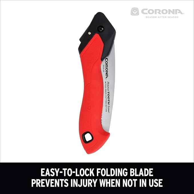 Corona Tools 7-Inch RazorTOOTH Folding Saw | Pruning Saw Designed for Single-Hand Use | Curved Blade Hand Saw | Cuts Branches Up to 3" in Diameter | RS16120